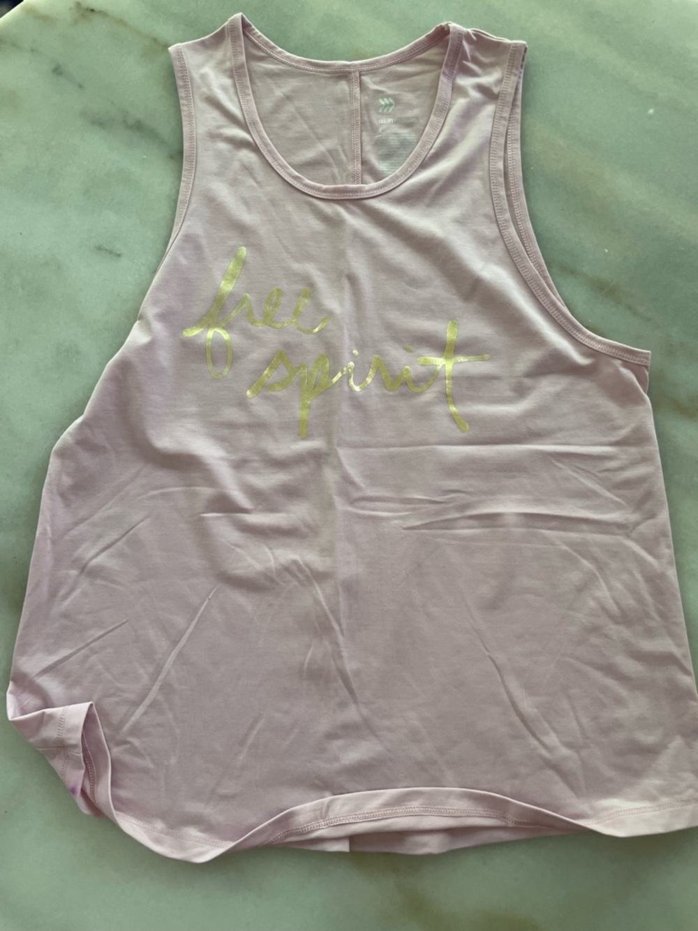 all in motion Pink Tank Top with Gold 'Free Spirit' Script